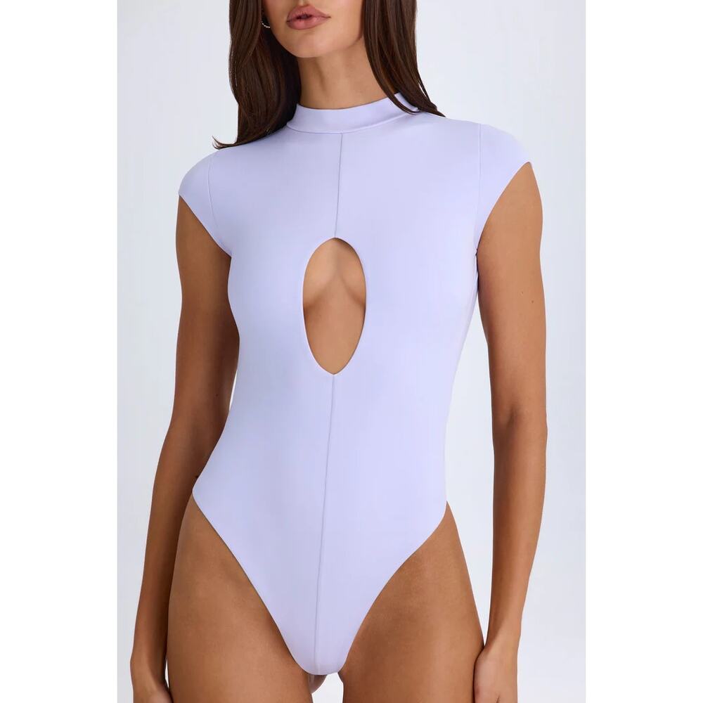 NWT Oh Polly Madison Cut-Out Open Back Thong Bodysuit Soft Lilac Women's Small